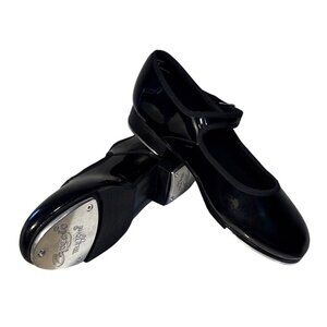 Capezio Tap Shoes Womens Black Patent Leather Size 7.5M With Adjustable Strap